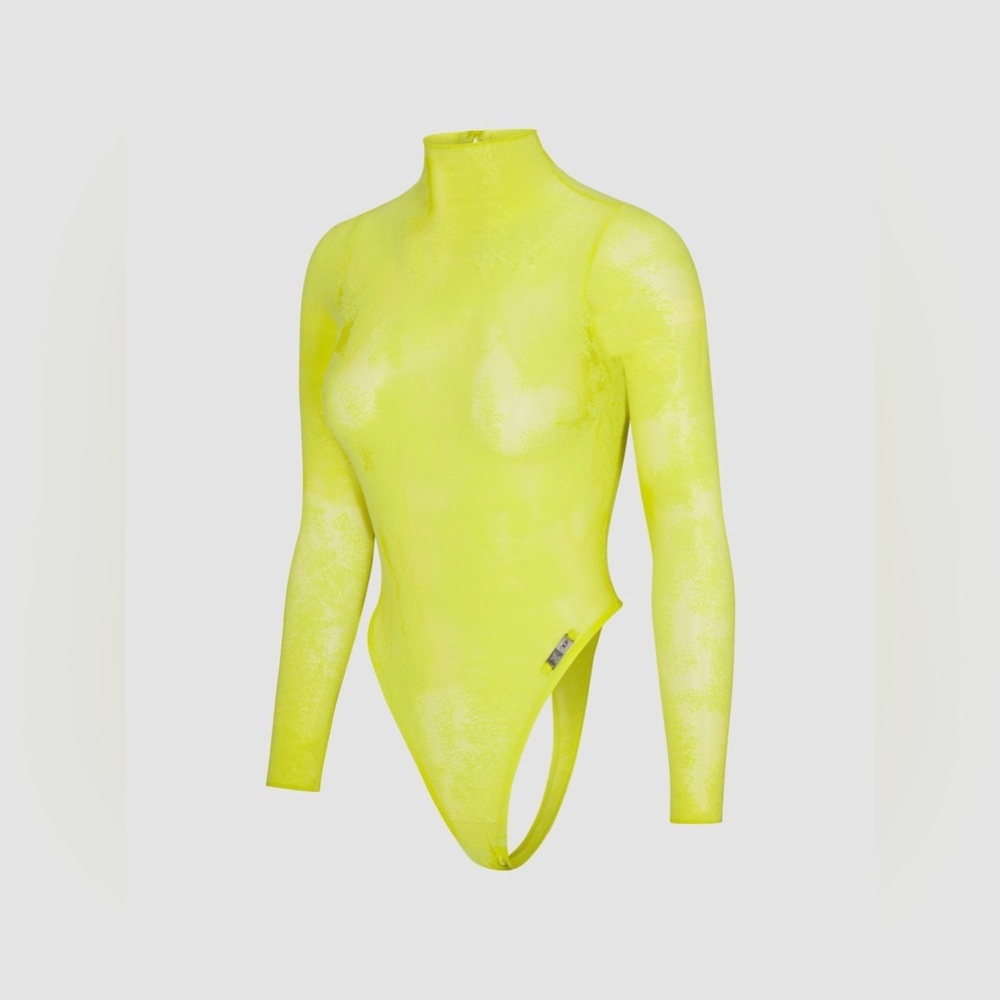 DIESEL × SAVAGE FENTY by RIHANNA Long Sleeve Bodysuit in Neon Tease Green Yellow - Picture 5 of 17